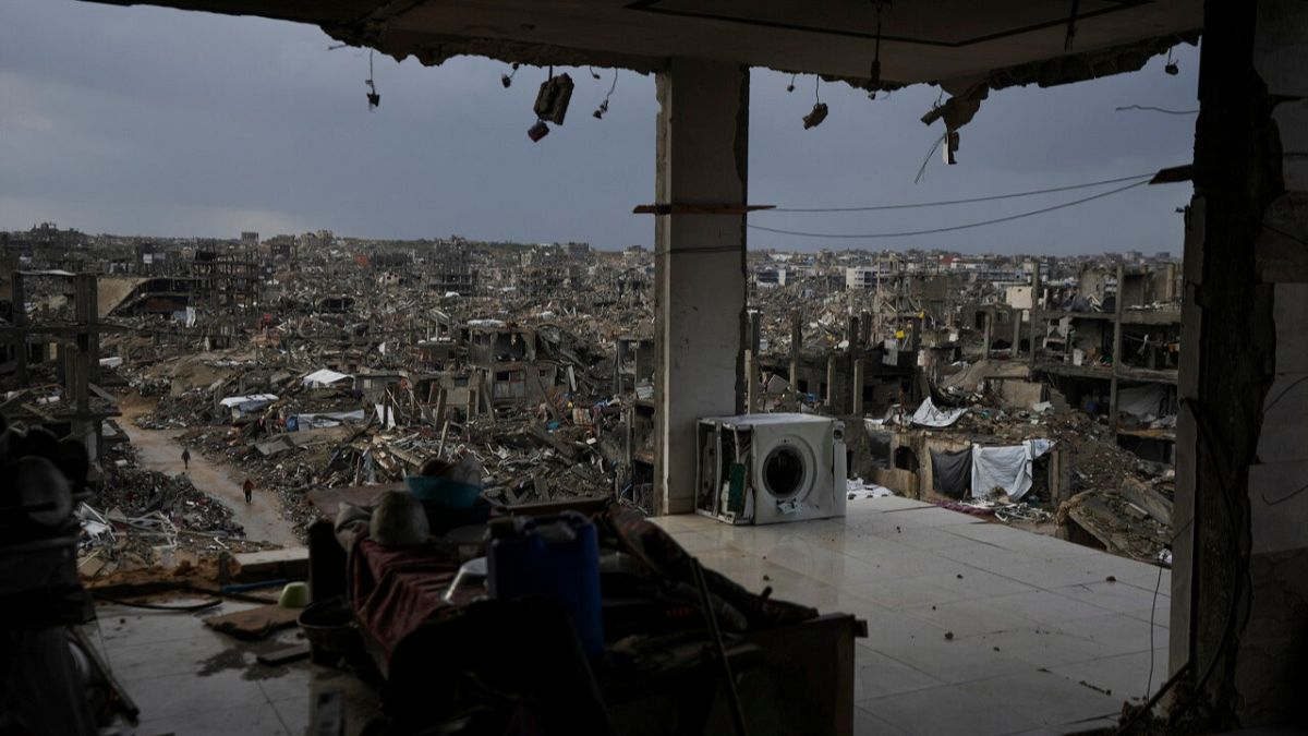 The destruction caused by the Israeli air and ground offensive is seen from a destroyed building in Jabaliya, Gaza Strip, Thursday, Feb. 6, 2025. The destruction caused by the Israeli air and ground offensive is seen from a destroyed building in Jabaliya, Gaza Strip, Thursday, Feb. 6, 2025.