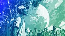 Climate change activists in the Global South, illustration