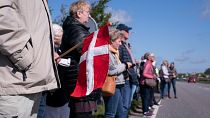 People gather at the border crossing at Saed, Denmark in May 2020.