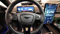 The interior of a Ford Mustang Mach-E electric car 