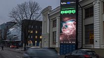 Screen indicates that on February 8 the Baltic States will disconnect from the Russian electricity grid in Vilnius, Lithuania, Tuesday, Feb. 4, 2025. 