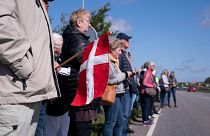 People gather at the border crossing at Saed, Denmark in May 2020.