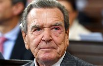 FILE: Former German Chancellor Gerhard Schröder attends an ecumenical service in the St. Michaelis church in Hamburg, 3 October 2023