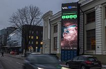 Screen indicates that on February 8 the Baltic States will disconnect from the Russian electricity grid in Vilnius, Lithuania, Tuesday, Feb. 4, 2025. 