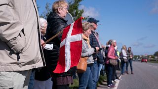 People gather at the border crossing at Saed, Denmark in May 2020.