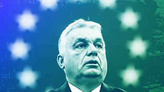 Hungarian Prime Minister and President of EU Council Viktor Orban delivers his speech in the hemicycle of the European parliament in Strasbourg, October 2024