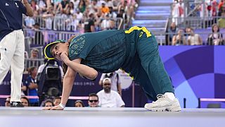 File: Australia's Rachael Gunn, known as B-Girl Raygun, competes at the 2024 Summer Olympics, Aug. 9, 2024, in Paris, France 