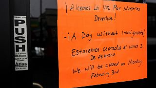 A closed sign is displayed at a local business in the Little Village neighbourhood of Chicago to stand with immigrants in Chicago, Monday, Feb. 3, 2025. 