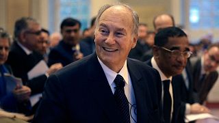  The Aga Khan arrives at the Memorial Church on the campus of Harvard University before addressing an audience in 2015.