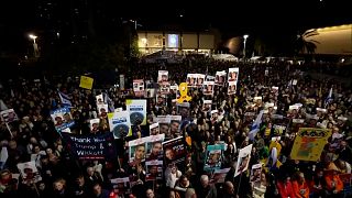 Freed hostage Steinbrecher addresses Tel Aviv rally by supporters and family of those still held