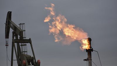 File picture of a flare for burning excess methane, or natural gas, from crude oil production 