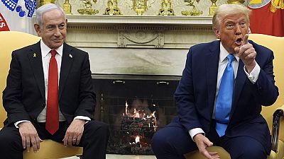 President Donald Trump meets with Israel's Prime Minister Benjamin Netanyahu in the Oval Office of the White House, Tuesday, Feb. 4, 2025, in Washington. 