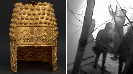 The Cotofenesti helmet, intricately crafted from gold, dates back about 2,500 years and is one of Romania's most revered national treasures. 