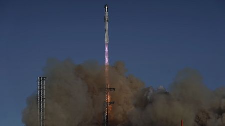 SpaceX's mega rocket Starship lifts off for a test flight from Starbase in Boca Chica, Texas.