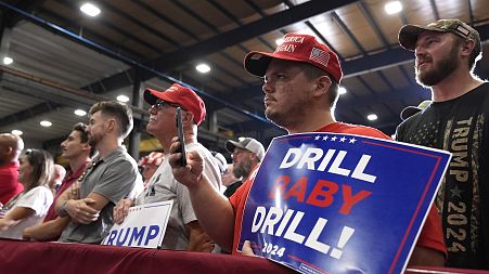 File picture of Trump supporters listening to a pre-election speech when he assured them he would put America's interests first