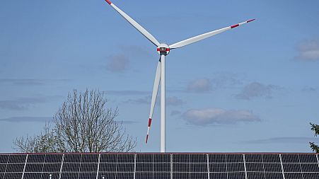 Large windmills and solar panels