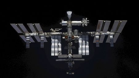 A view of the International Space Station taken on March 30, 2022 by crew of Russian Soyuz MS-19 space ship after undocking from the Station. 