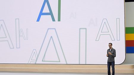 File pic of Alphabet CEO Sundar Pichai speaking at a Google I/O event in California last year