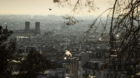 View of the rooftops of Paris from Montmartre in Paris, France. 5 Jan. 2025.