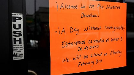 A closed sign is displayed at a local business in the Little Village neighbourhood of Chicago to stand with immigrants in Chicago, Monday, Feb. 3, 2025. 
